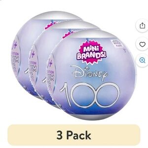 3 Pack Surprise Mini Brands! Disney 100 Platinum Mystery Packs